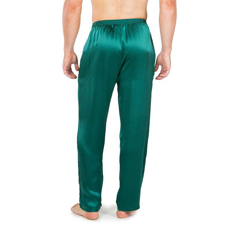 Mens Silk Pajama Long Pants Silk Pajamas Bottoms Sleep Pants Green XS