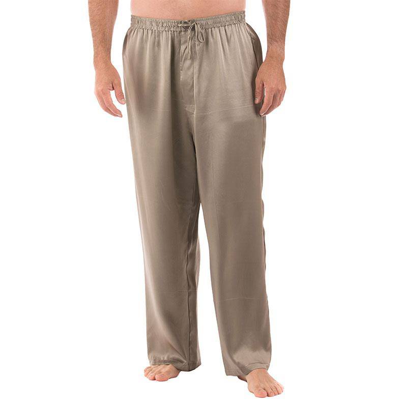 Mens Silk Pajama Long Pants Silk Pajamas Bottoms Sleep Pants Coffee XS