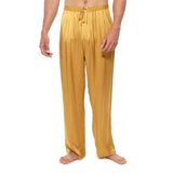 Mens Silk Pajama Long Pants Silk Pajamas Bottoms Sleep Pants Gold XS