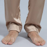 Mens Silk Pajamas with Short Sleeve Long Pants Silk Mens Pajamas Champagne XS