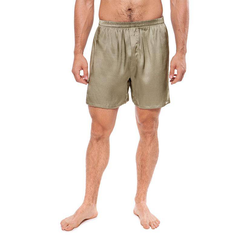 Mens Silk Pajama Shorts Pants Luxury 100% Pure Silk Boxers Dark Gray XS