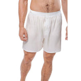 Mens Silk Pajama Shorts Pants Luxury 100% Pure Silk Boxers White XS