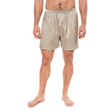 Mens Silk Pajama Shorts Pants Luxury 100% Pure Silk Boxers Beige XS