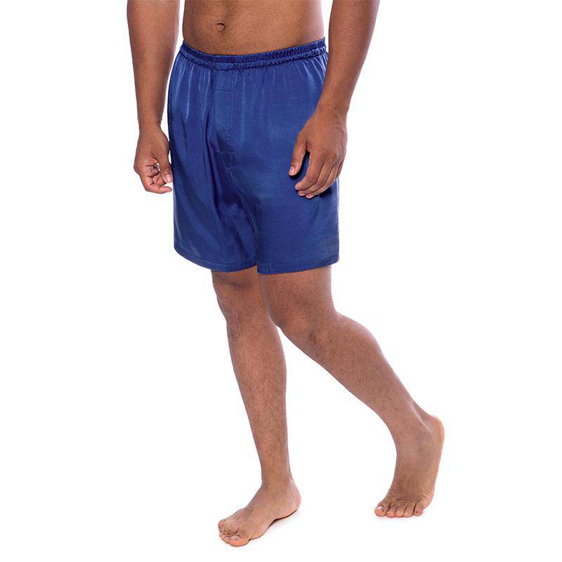 Mens Silk Pajama Shorts Pants Luxury 100% Pure Silk Boxers Blue XS