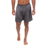 Mens Silk Pajama Shorts Pants Luxury 100% Pure Silk Boxers Dark Gray XS