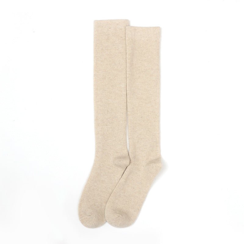 Mid Calf Cashmere Socks Lightweight Cashmere Crew Socks Cashmere Knit Socks Beige M