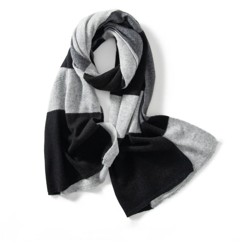100% Cashmere Colorblock Scarf Cashmere Winter Shawl And Wrap Gray L