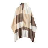 100% Cashmere Colorblock Scarf Cashmere Winter Shawl And Wrap Beige L