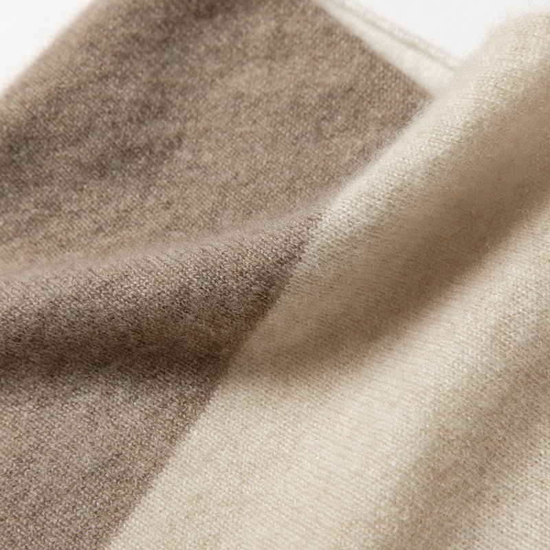 Pure Cashmere Infinity Neck Gaiter Ultra - Soft Colorblock Loop Scarf Beige + Taupe + Ivory M