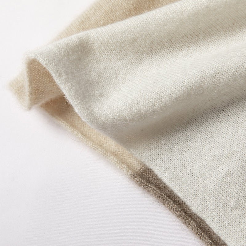Pure Cashmere Infinity Neck Gaiter Ultra - Soft Colorblock Loop Scarf Beige + Taupe + Ivory M