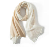 Cashmere Mesh Panel Scarf Cut - out Long Cashmere Shawl and Wraps Beige XL