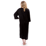 Women Loose Pullover Silk Nightwear Long Silk Dressing Gown Black XS