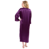 Women Loose Pullover Silk Nightwear Long Silk Dressing Gown Deep Purple XS