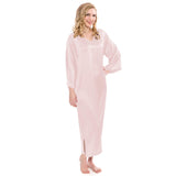 Women Loose Pullover Silk Nightwear Long Silk Dressing Gown Pink XS