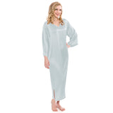 Women Loose Pullover Silk Nightwear Long Silk Dressing Gown Light Blue XS