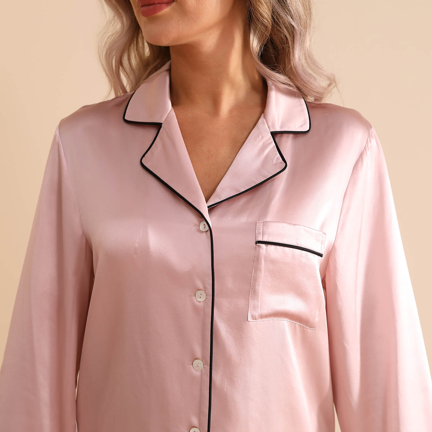Women Silk Pjs Long Sleeves Luxury Silk Pajamas Set Claret XS