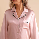 Women Silk Pjs Long Sleeves Luxury Silk Pajamas Set Claret XS