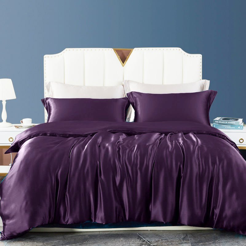Mulberry Silk 25 Momme 1 Pcs Mulberry Pure Silk Duvet Cover Deep Purple Twin (67"W x 87"L)