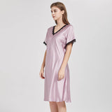 Mulberry Silk Chemise Women's V Neck Silk Lace Nightdress Rosy Pink XS