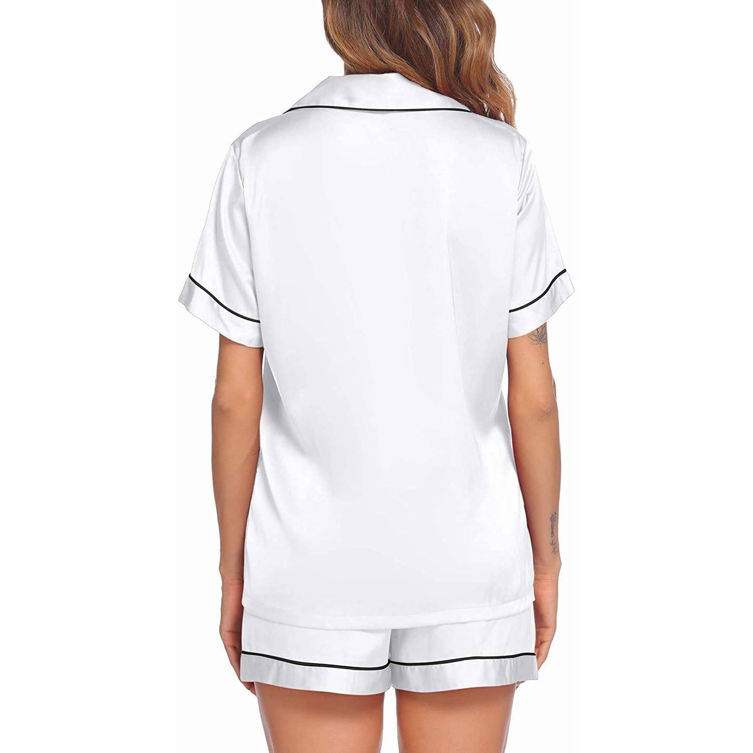 Mulberry Silk Pajamas For Women's Short Silk Sleepwear White XS