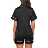 Mulberry Silk Pajamas For Women's Short Silk Sleepwear Black XS