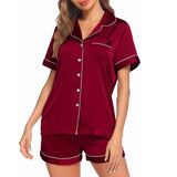Mulberry Silk Pajamas For Women's Short Silk Sleepwear Claret XS