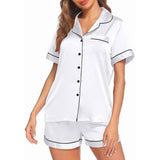 Mulberry Silk Pajamas For Women's Short Silk Sleepwear White XS