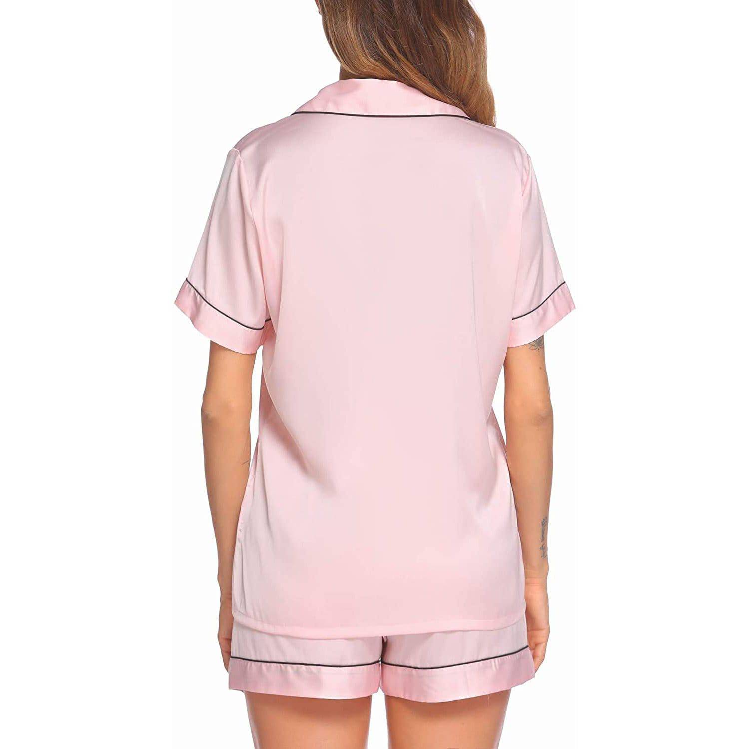 Mulberry Silk Pajamas For Women's Short Silk Sleepwear Rosy Pink XS