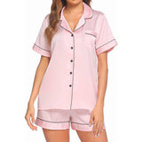 Mulberry Silk Pajamas For Women's Short Silk Sleepwear Rosy Pink XS