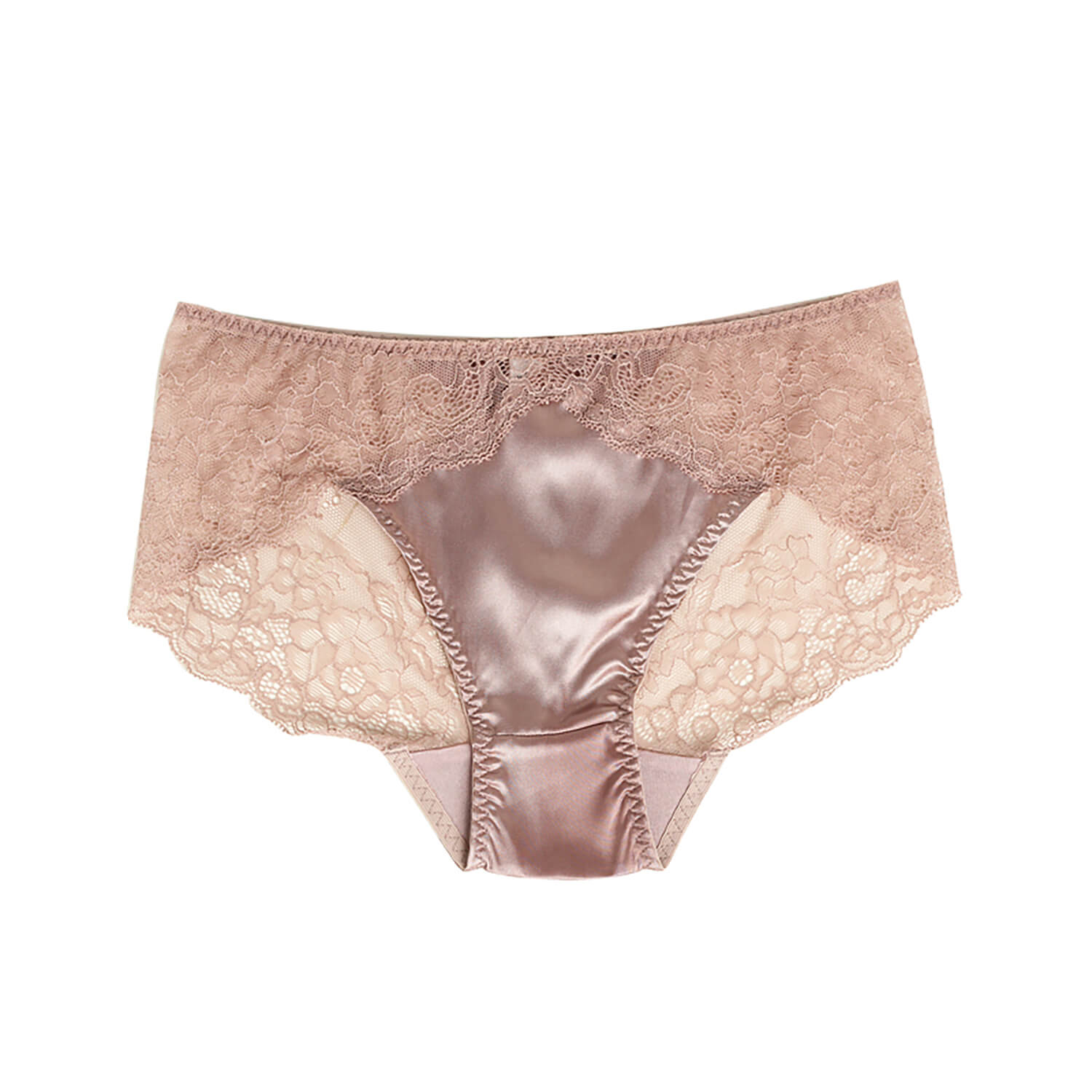 Mulberry Silk Underwear Women's Lace Silk Mid - waist Sexy Briefs Coffee S