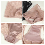 Mulberry Silk Underwear Women's Lace Silk Mid - waist Sexy Briefs Coffee S