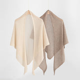 Open Knit Cashmere Cape Shawl Cashmere Triangle Scarf Cashmere Bandana Taupe L