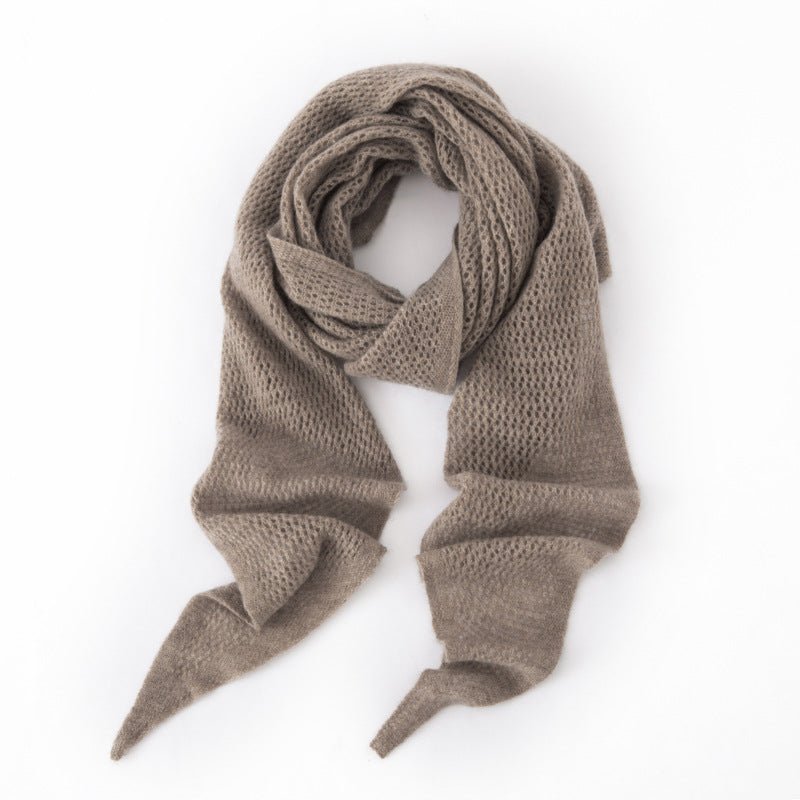Open Knit Cashmere Cape Shawl Cashmere Triangle Scarf Cashmere Bandana Taupe L