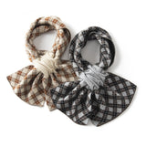 Cashmere Plaid Scarf Crossed Cashmere Scarf Thick Cashmere Neck Warmer Gray M