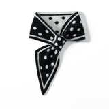 Polka Dot Cashmere Bow Scarf Cashmere Tie Scarf for Women Cashmere Neck Wrap Black M