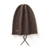 Soft Cashmere Hooded Beanie With Tie Cashmere Double - layered Ski Cap Brown M