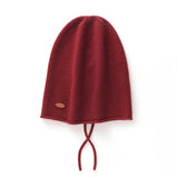 Soft Cashmere Hooded Beanie With Tie Cashmere Double - layered Ski Cap Claret M