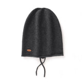 Soft Cashmere Hooded Beanie With Tie Cashmere Double - layered Ski Cap Dark Gray M