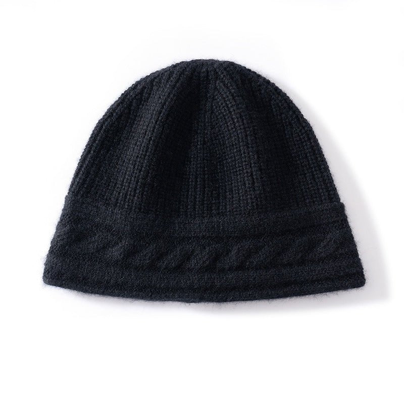 Pure Cashmere Beanie Ultra Soft Womens Cashmere Hat Rib Beanie with Cable Band Black M