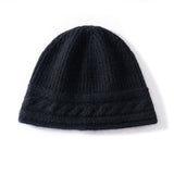 Pure Cashmere Beanie Ultra Soft Womens Cashmere Hat Rib Beanie with Cable Band Black M