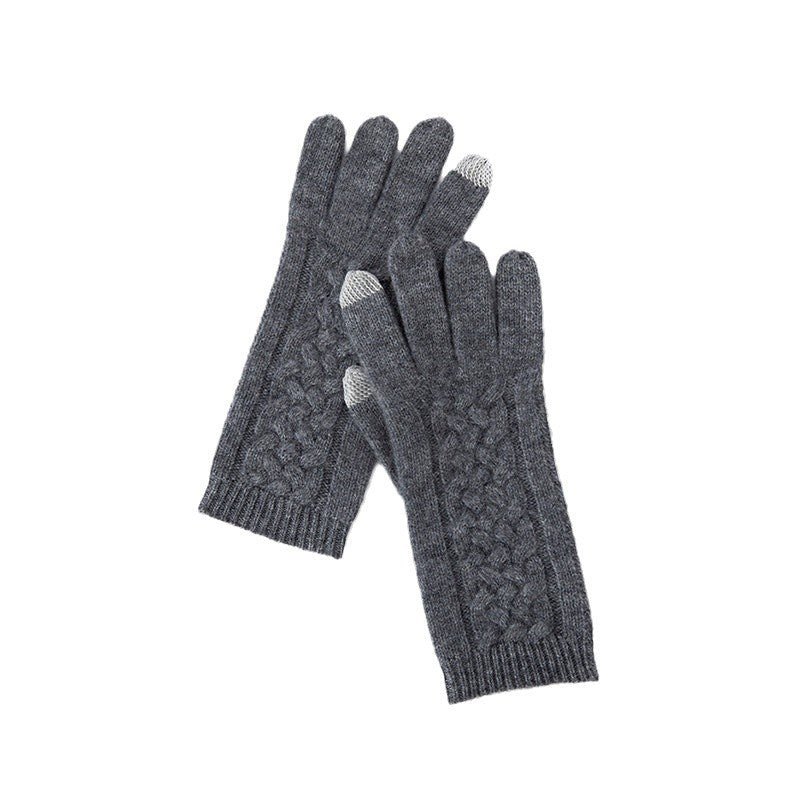 Pure Cashmere Gloves For Women Soft Cashmere Cable Knit Touch Screen Dark Gray M