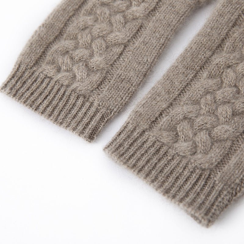 Pure Cashmere Gloves For Women Soft Cashmere Cable Knit Touch Screen Taupe M