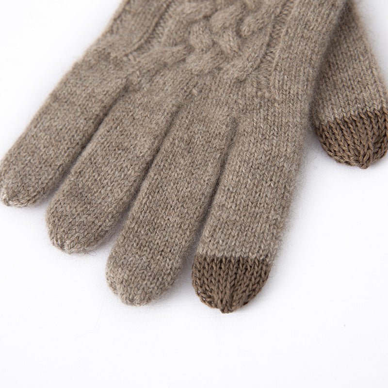 Pure Cashmere Gloves For Women Soft Cashmere Cable Knit Touch Screen Taupe M