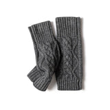 Womens Fingerless Gloves Cable Knit Arm Warmers Half Finger Gloves Dark Gray M