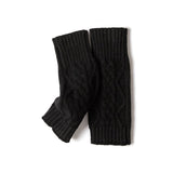 Womens Fingerless Gloves Cable Knit Arm Warmers Half Finger Gloves Black M