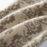 Pure Cashmere Infinity Scarf With Geometric Print Cashmere Neck Gaiter Beige M