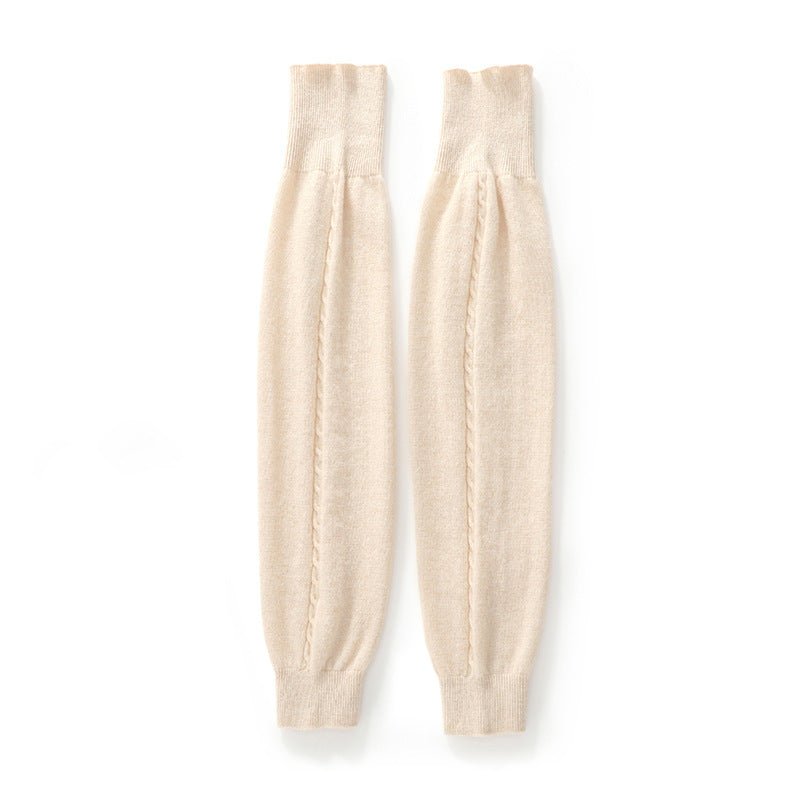 Unisex Soft Pure Cashmere Leg Warmers Knee Warmer Ultimate Comfort Beige M