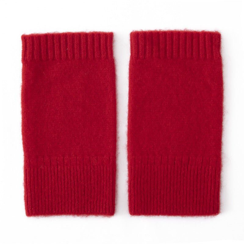 Pure Cashmere Knit Fingerless Gloves Cashmere Wrist Warmers Cashmere Mitts Red M