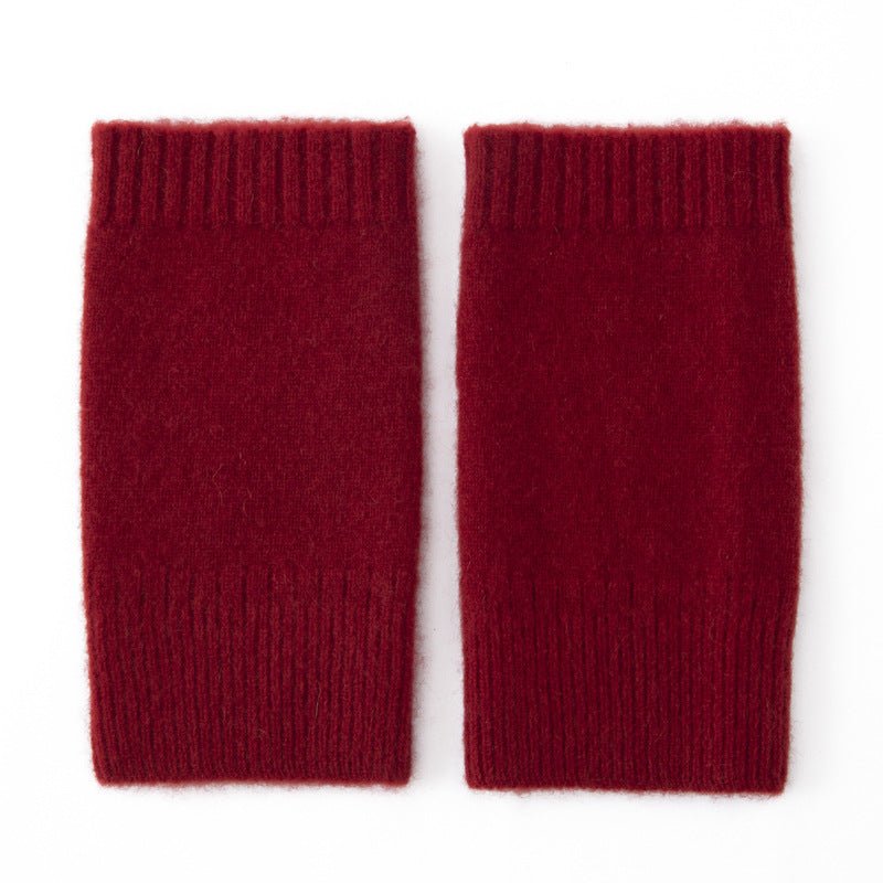 Pure Cashmere Knit Fingerless Gloves Cashmere Wrist Warmers Cashmere Mitts Claret M
