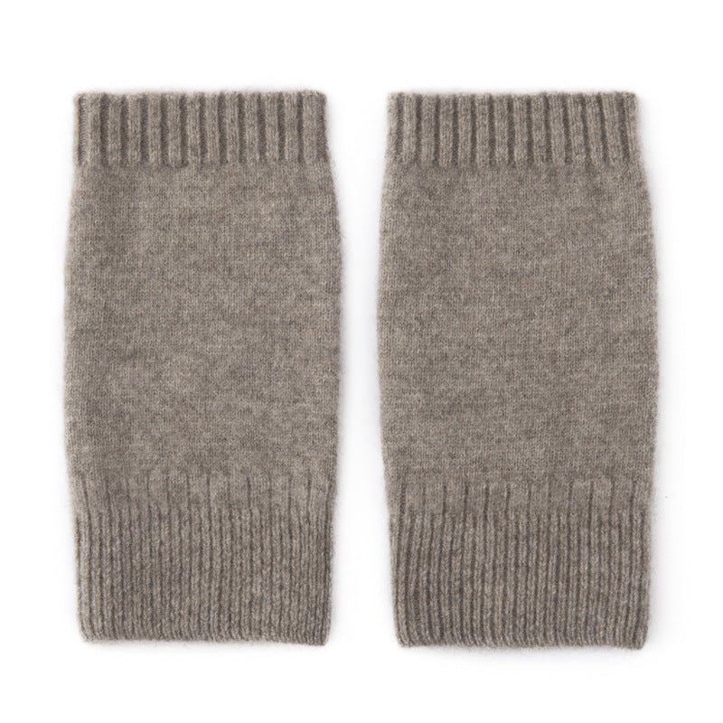 Pure Cashmere Knit Fingerless Gloves Cashmere Wrist Warmers Cashmere Mitts Taupe M